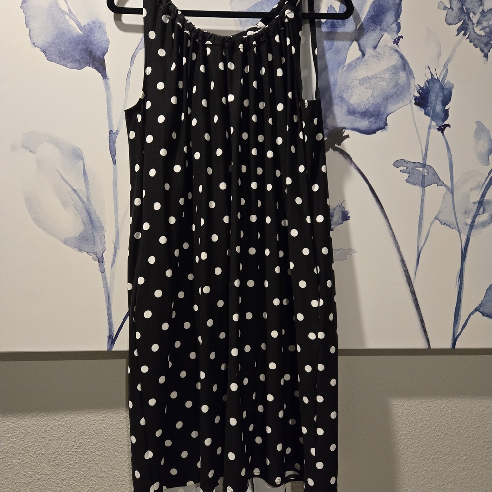 "Beach House" Black and White Polkadot  Tank Dress WITH POCKETS
